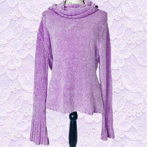 Plush comfy cowl neck light purple sweater